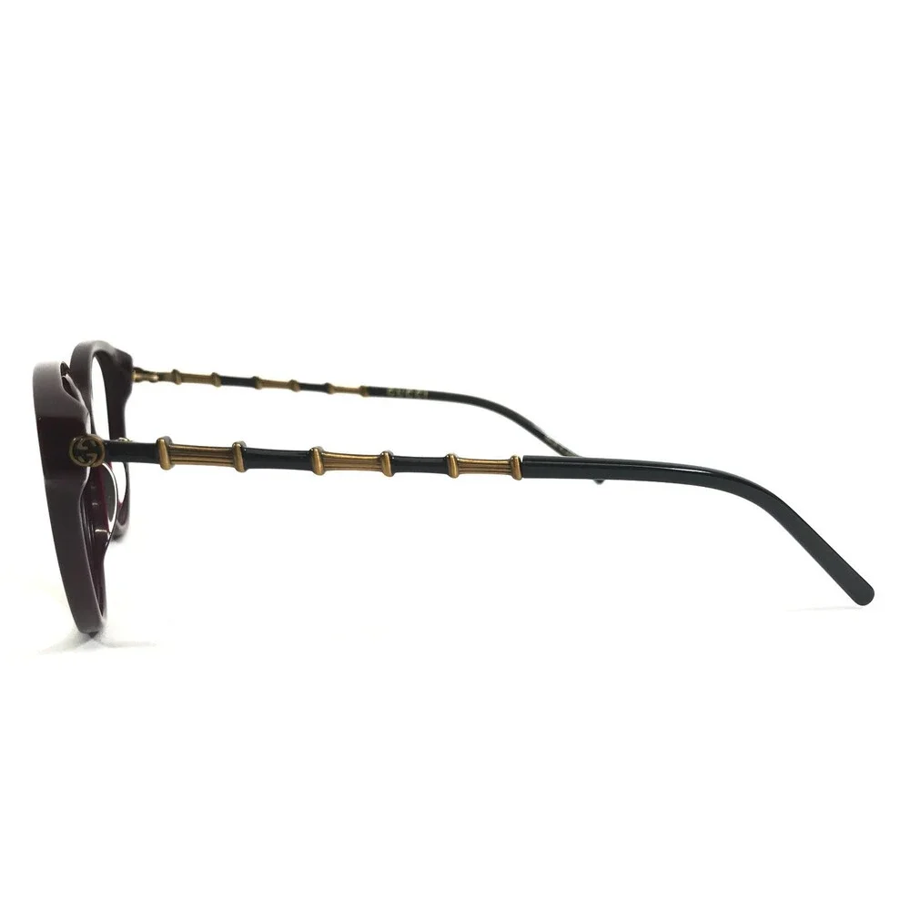 Gucci Eyeglasses Frames GG0656O 004 Shiny Burgundy Antique Gold Bamboo 53-19-140